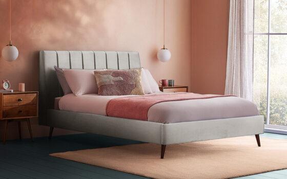 Silentnight Octavia Upholstered Bed Frame, Double, Dusky Pink